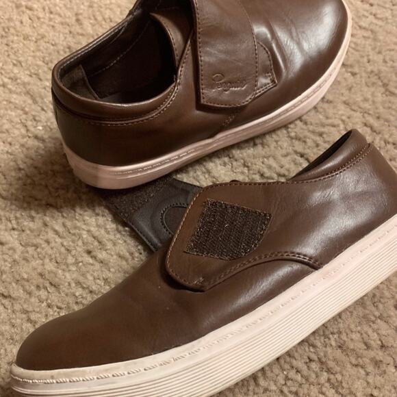 SALE 🎊PENGUIN UNISEX Leather BROWN VELCRO SNEAKER 2 - Picture 7 of 11